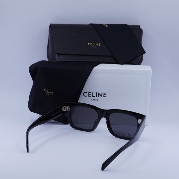 Celine CL40297U 01A Square Sunglasses - Shiny Black/Smoke - Picture 9 of 9